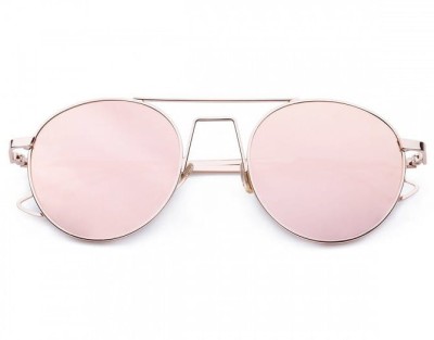 Damskie Różowe okulary przeciwsłoneczne okrągłe lenonki lustrzane 2037