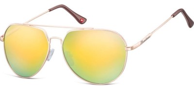 Okulary przeciwsłoneczne pilotki Montana MS90E lustrzanki złoto-zielonkawe