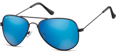Czarno niebieskie Pilotki okulary lustrzane aviator MS94F