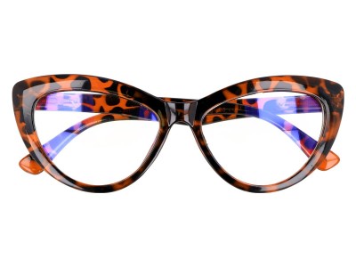 Damskie okulary Kocie oczy z filtrem Antyrefleks Zerówki Panterka 2286D