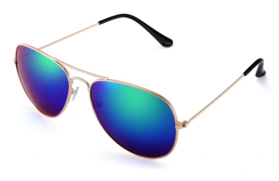 Okulary Aviator zloto-zielone lustrzanki Pilotki przeciwsłoneczne 2163K