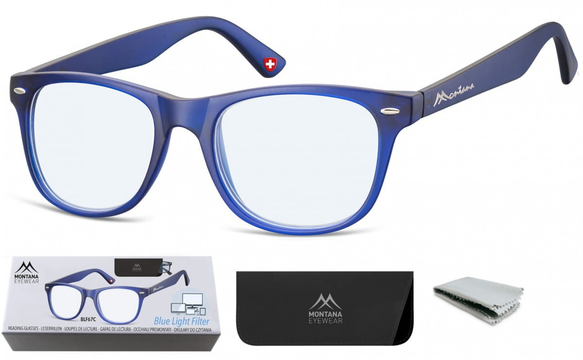 Okulary z filtrem do Komputera i Czytania moc: +1.00 Plusy z Antyrefleksem Montana BLFBOX67C